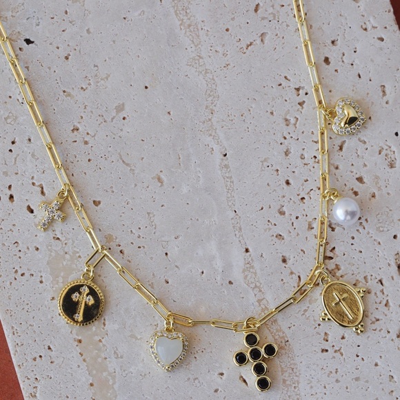 Charlotte & Lexi Sterling Silver & Cubic Zirconia Cross Paper Clip Necklace NWT - Picture 2 of 2